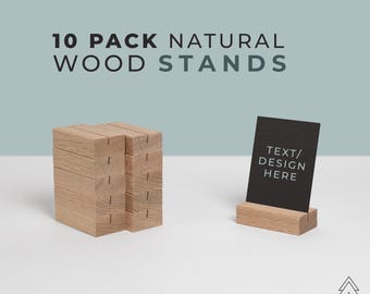 Natural Wood Photo Holder Stands - 10 Pack - USA Made