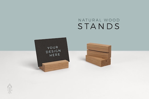 Photo Organizer Tabletop Photo Holder Wooden Block Display Stand Picture Holder for Table Natural Wood Photo Holder