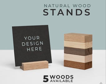 Natural Wood Photo and Card Holder, Solid Wood Stands : Pine, Oak, Maple, Mahogany, Walnut