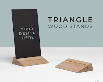 NATURAL Wood Photo holder wood photo stand, TRIANGLE Profile.