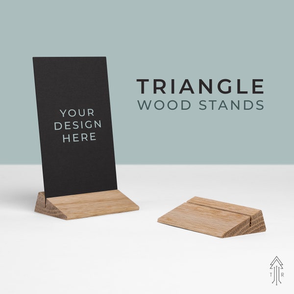 NATURAL Wood Photo holder wood photo stand, TRIANGLE Profile.