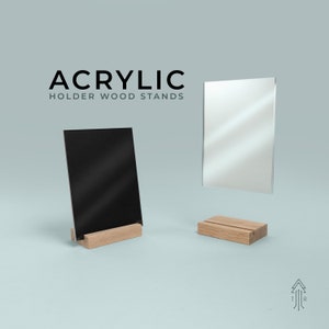 ACRYLIC holder Wood Stand with wood stand and acrylic, POS holder, Signage Holder, Floating Acrylic Stand, Free-standing Photo frame