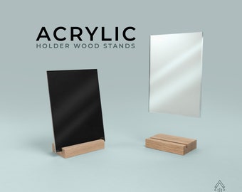ACRYLIC holder Wood Stand with wood stand and acrylic, POS holder, Signage Holder, Floating Acrylic Stand, Free-standing Photo frame