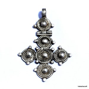 Antique Ethiopian Handmade Orthodox Christian Silver Cross Pendant 3.5&quot; Long Ethiopian Cross,Ethiopian Art,African jewelry,Ethiopian Jewelry