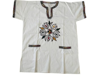 Handwoven Ethiopian Cotton Shirt: Traditional Embroidered Design
