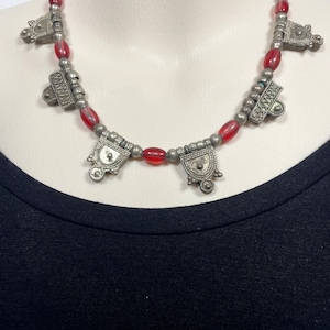 Antique silver necklace. Ethnic necklace pendant. Traditional Jewlery. vintage Charm prayer box necklace, Ethiopian Tribal Jewellery