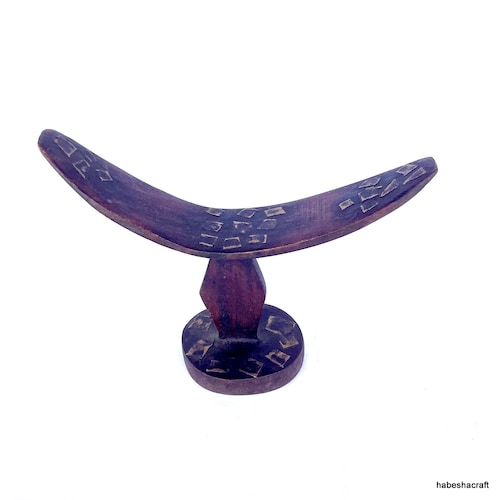 Ethiopian Headrest With Intricate Engravings, African Headrest: Ethiopian ethnic Somali wooden headrest, tribal shops art