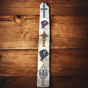 Ethiopisch christelijk icoon, prachtig geschilderd leren gebedsicoon. Religieuze kunst. Ethiopische christelijke leerschildering handgemaakte kunst aan de muur.