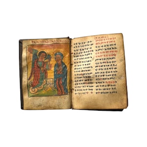 Antique Ethiopian Bible – Handwritten Coptic Ge&#39;ez Manuscript, Late 18th Century, Vellum Parchment, Ethiopian Orthodox Scripture