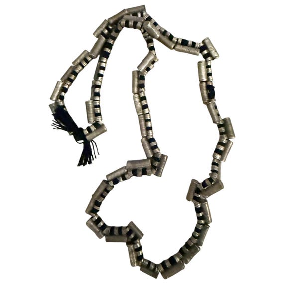 Antique Ethiopian Silver Necklace, Handmade Tribal Ethnographic Jewelry