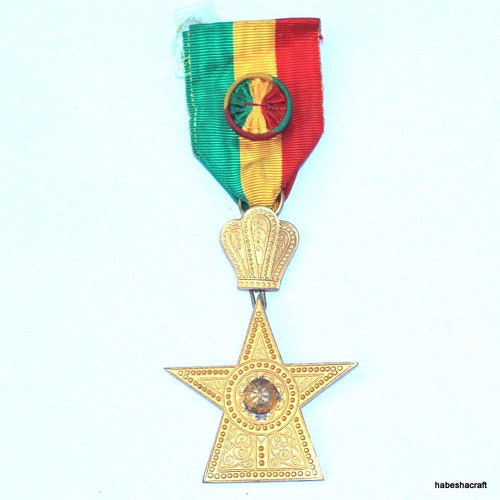 Ethiopia, Imperial Order of the Star of Ethiopia, Officers Grade breast badge. Ethiopian Medal, shops Haile Selassie Medal, Ethiopian Military