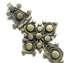 アンティーク　エチオピア　コプト　クリスチャンクロス　　シルバーペンダント アンティークエチオピアシルバークリスチャンペンダント：手作りコプト