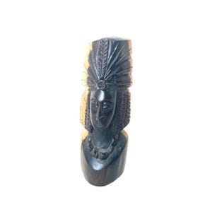 African Woman Statue Made from Ebony Wood – Handmade Ethiopian Carving – Tribal Home Decor & Cultural Art Collectible