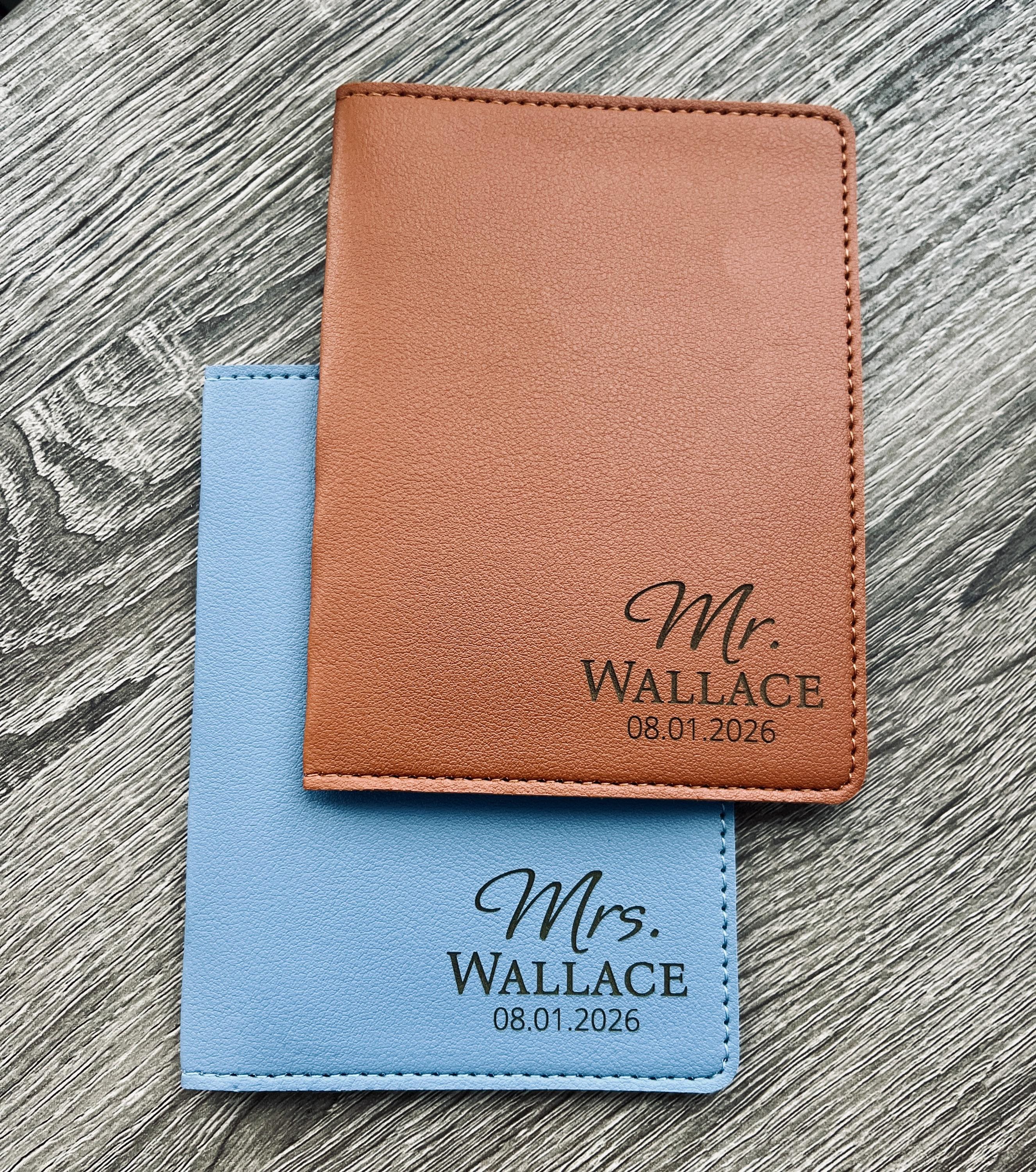 Passport Cover - Personalized Vegan Leather Travel Wallet - Wedding/Anniversary Gift for Travelers