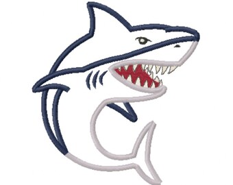 Shark Applique, Machine Embroidery Design, Digital File, Instant Download, for Hoop 13x18cm 5"x7"