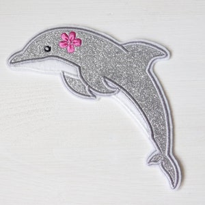 Glitter Dolphin Patch made of Fabric and Glitter Vinyl XXL