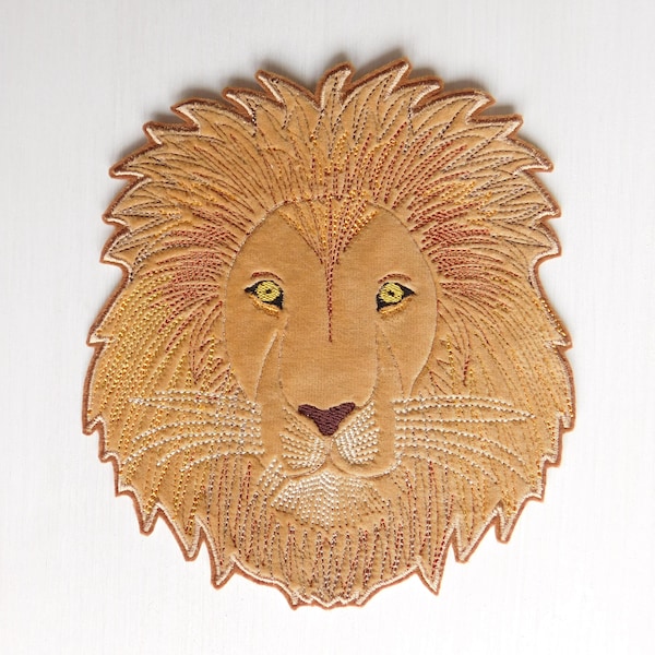 Löwe, Löwenkopf, Applikation aus Stoff, Aufnäher für Schultüte, Groß XXL
