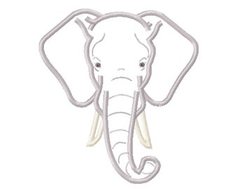 Tête d'éléphant, motif de broderie Machine, appliqué animaux de la jungle, fichier numérique, téléchargement immédiat, cerceau 13 x 18 cm 5 "x 7"