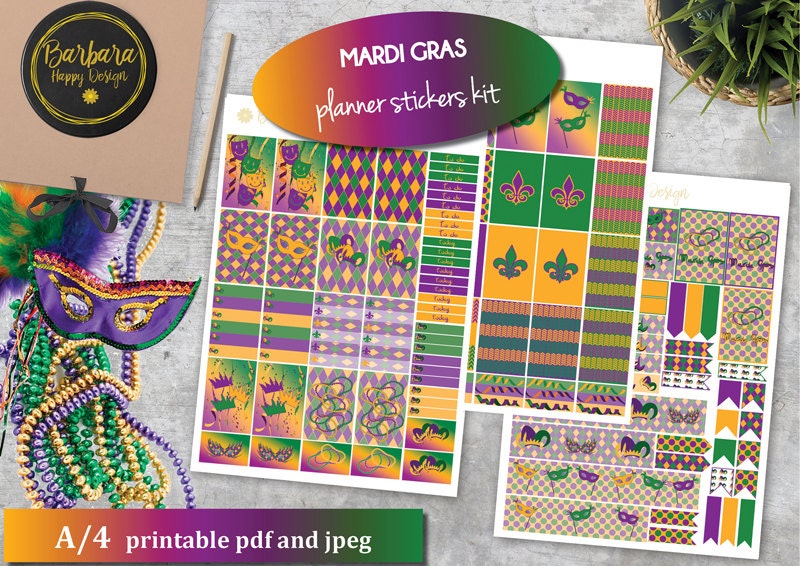 Printable Mardi Gras Stickers