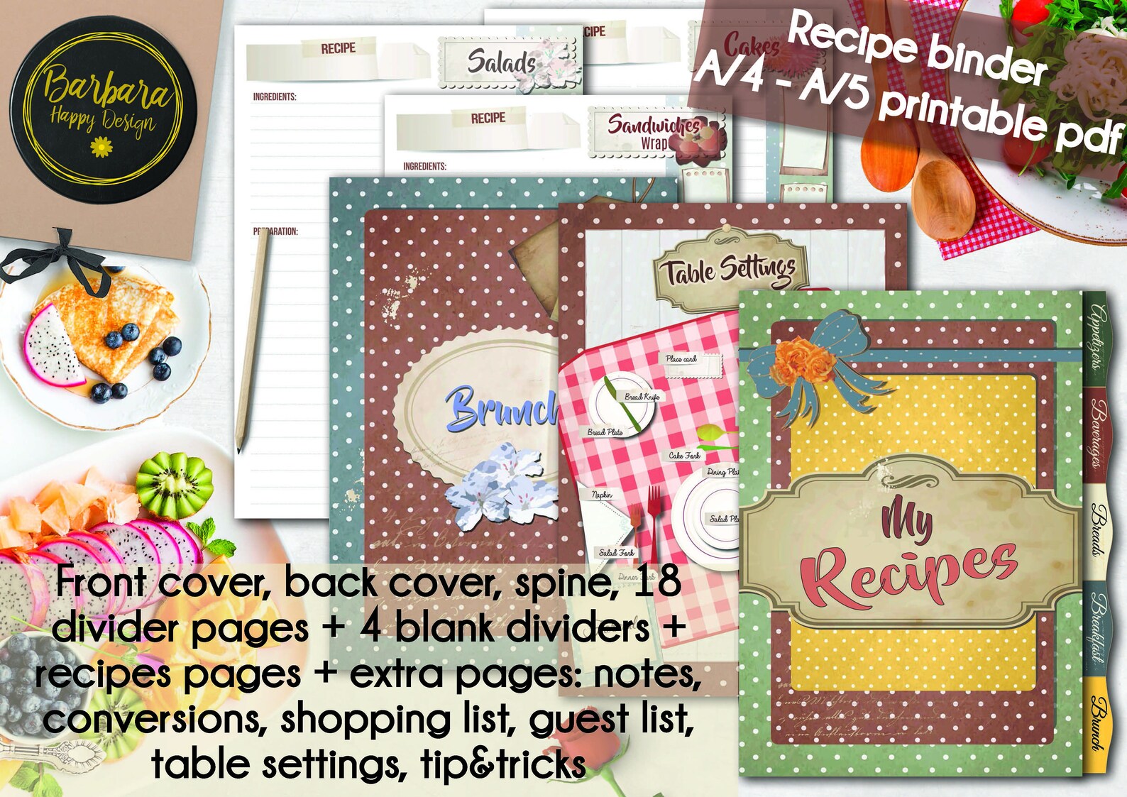 Recipe Book, Printable Recipe, Diy Recipe Binder, Recipe Organizer