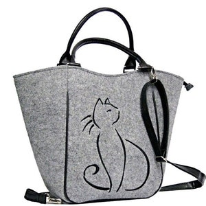 Felt bag, cat purse, Women felt bag, Cat lover gift, Cat bag, Felt shopperbag, Felt handbag, Felt shoulder bag,  gift bag