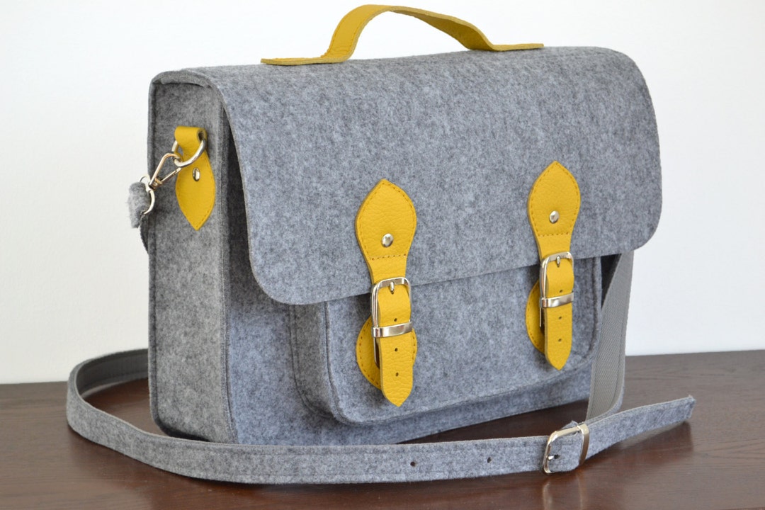 15-inch Laptop Case Bag, MacBook Pro, Felt Leather Messenger Bag ...