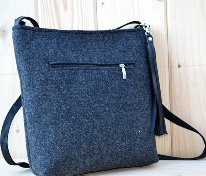 Crossbody Bag Crossbody Purse Grey Felt Minimalist Handbag Etsy