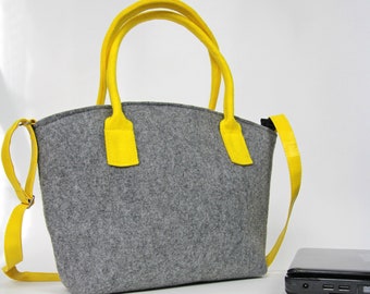 FELT TOTE BAG, Bag purse, Felt shoulder bag, Laptop tote bag, Gift for her, felt shopping bag