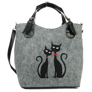 Women felt bag , Cat bag, Felt tote bag, Felt handbag, Cat design, Felt shoulder bag, Cat design bag, Felt bag , Cat purse, Cat lover gift