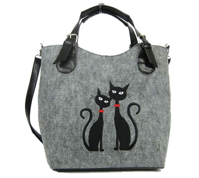 Cat design Felt bag Cat lover gift Cat purse Women felt bag Felt tote bag Cat bag Felt shoulder bag Cat design bag Felt handbag