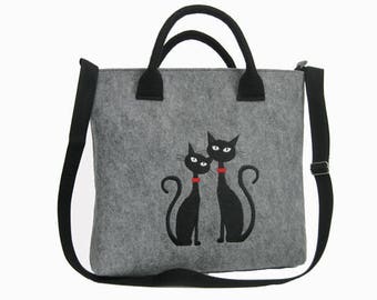 FELT bag  Cat Bag  cat lover gift   cat bag for girls  cat purse Women Felt Bag  Bag purse  Felt Tote Bag   Felt Handbag