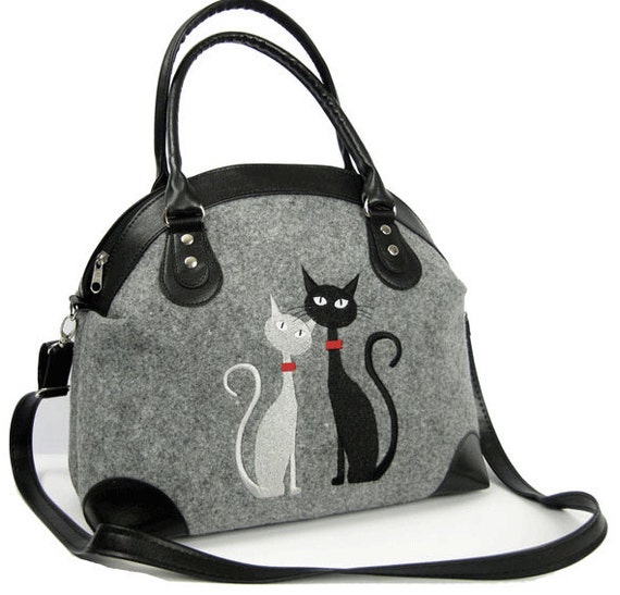 HANDBAG CON CATS, Donna feltro borsa gatto borsa, Donne regalo, cova  feltro, borse a tracolla feltro, borsa Cat -  Italia