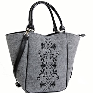 Minimalistische vilten schoudertas Cross Body Felt Purse Vilten schoudertas Grijze vilten tas Vilten handtas Dames handtas Vilten tas Vilten handtas