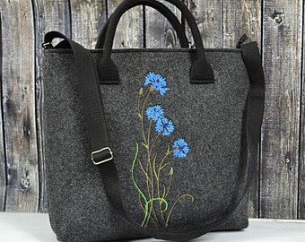 FELT LAPTOP BAG - Women Felt Bag - Flower Bag - Felt Tote Bag - 13-Inch Laptop Bag - Felt Handbag - Felt Shoulder Bag