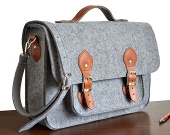 Business bag handbag lady bag grey felt bag Briefcase Office bag laptop bag,  computer bag MacBook Pro 13  Laptop case