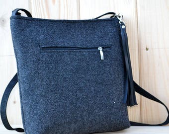Felt bag, Felt crossbody bag,  Women felt bag, Felt shoulder bag, felt cat purse, felt bag with strap, smallfelt messenger bag