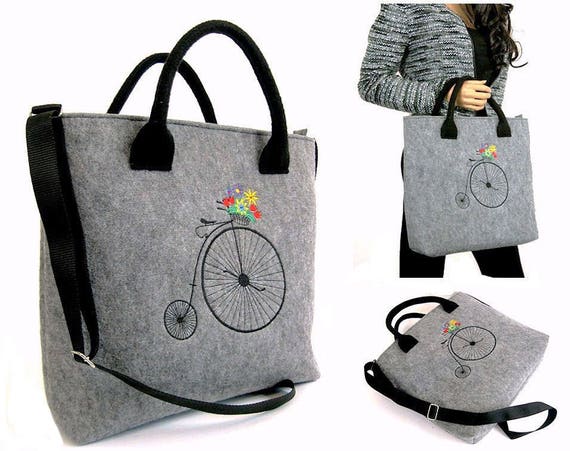 Classic handbag for teenagers Grey FELT LAPTOP BAG Women Felt Bag- Felt  Tote Bag Felt Handbag Felt Shoulder Bag, Handbag purse