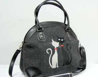 Women felt bag, Cat bag, Felt shoulder bag, Felt bag, Felt Handbag,  Felt crossbody bag,  festival bag,  Women felt bag, holiday sale