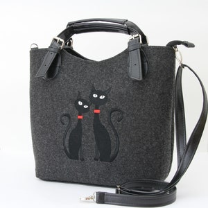 Bolso de fieltro con cremallera, Bolso de fieltro para gatos, Bolso para gatos, Bolso de fieltro, Bolsos y carteras, Bolso de fieltro gris, Regalo para, Bolso de fieltro - LARGE CROSSBODY