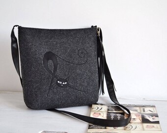 Crossbody purse, Gray minimalist felt handbag, Medium Size Felt Bag, handbag, grey shopping bag, shoulder bag, minimalist handbag,