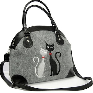 Felt Handbag, Cat Bag, Shoulder Bags, Women felt  bag, Handmade bags, Women&#39;s purse, Gift for her, Handbags women, Felt bag