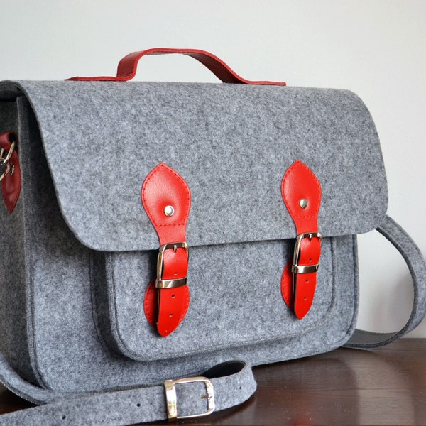 Briefcase Office bag Laptop bag women & menShoulder bag,  macbook pro 13 case , Business bag handbag lady bag grey felt bag