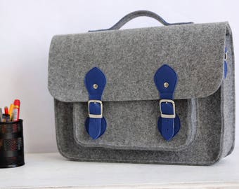 15-Zoll-LAPTOP-Tasche - Filz Laptop-Tasche - Frauen-Filz-Tasche - blau Leder - Filz Messenger Bag - 15-Zoll-Laptop-Tasche - Filz Handtasche