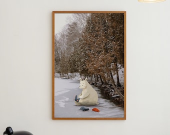Polar Bear | Nursery Cute Animals Print | Whimsical illustration for Children Bedroom | Cute Canadian Wildlife for Kids