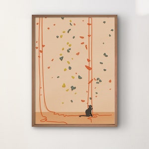 Escalada | Ilustración colorida y divertida, impresión artística para amantes de la escalada en roca, regalo estético de decoración del hogar, arte minimalista.