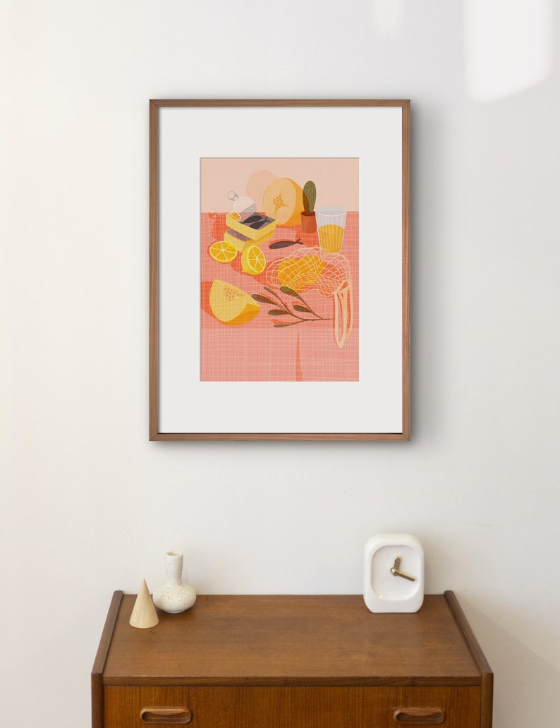 Sunday Breakfast Colorful Art Print Illustration, Wall Decor, Home decor Poster, Spring inspired wall art image 2
