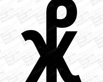 Chi Rho Christian Symbol, Modern Interpretation Visual Vector Graphic Clipart in SVG, EPS, DXF