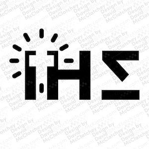 May include: A black and white graphic logo with the letters "H" and "S" and a symbol resembling a lightbulb. The design is set against a white background with repeating text.