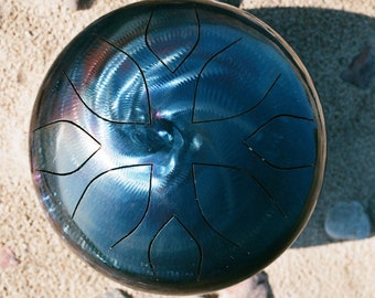 Blue Bird Handgefertigte Panzerzungentrommel/ Schlitztrommel - Stahlzungentrommel - Handpan - Percussion/ Traumtrommel/ Ake Bono-Skala 432 hz