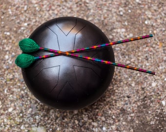 Handmade Hank Drum / Tank Drum - Slit Drum - Steel Tongue Drum - Handpan - Percussion / Dream Drum /   Black  Knight